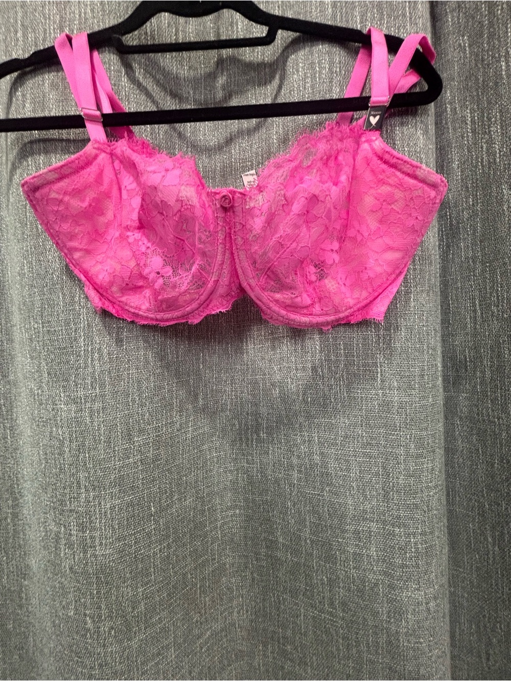 Victoria's Secret Hot Pink Sheer Lace Underwire Bra